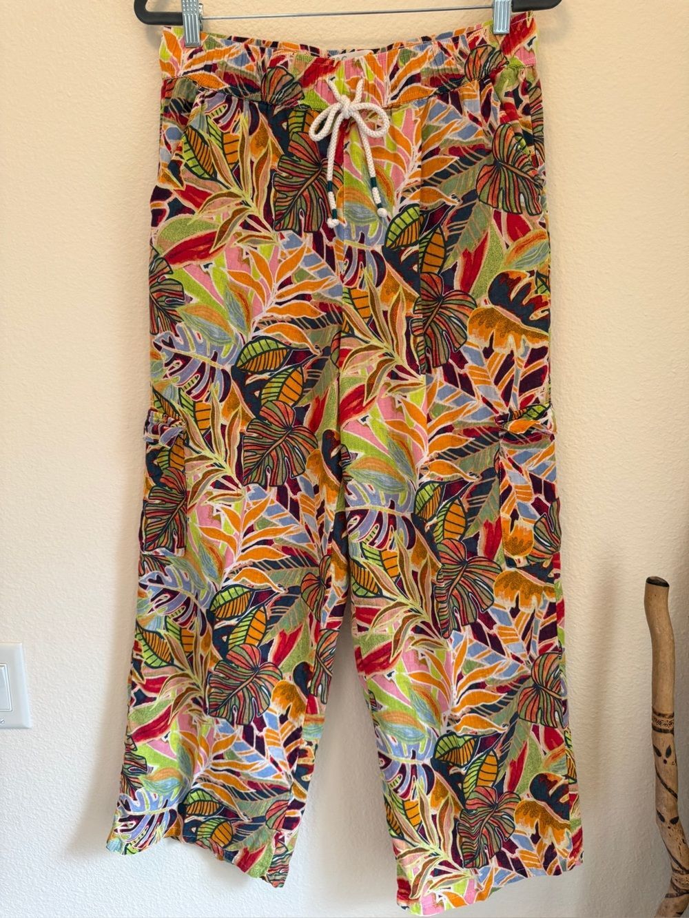 C&C California Tropical Linen Wide Leg Pants L